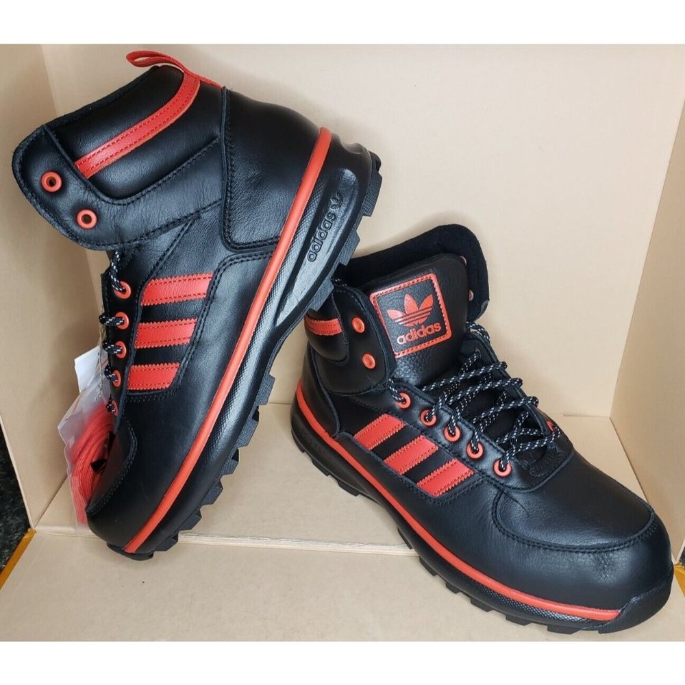 ADIDAS CHASKER PREMIUM LEATHER BOOTS BLACK/RED MEN'S SIZE 10 NWOB